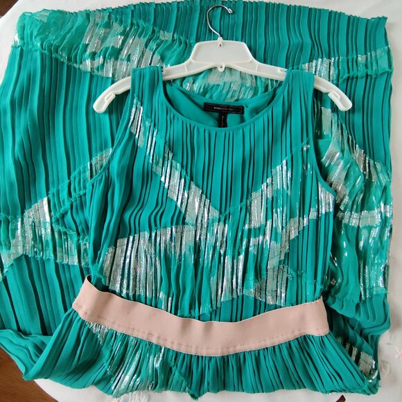 BCBG MaxAzria Zariah SZ-S Cocktail Party Midi Pleated Chiffon Dress - Picture 6 of 13